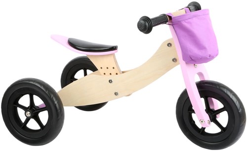 Small Foot tricycle et draisienne en bois 2en1 Maxi rose - vélo d'entraînement