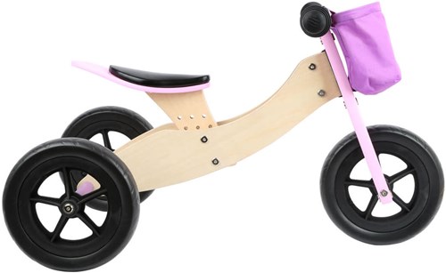 Small Foot tricycle et draisienne en bois 2en1 Maxi rose - vélo d'entraînement-2