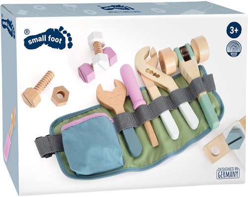 Small Foot ceinture à outils en bois - set de jouets pour enfants 15 pièces