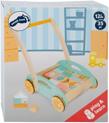 Small Foot chariot de marche bébé bois avec blocs pastel jouet 35 pièces