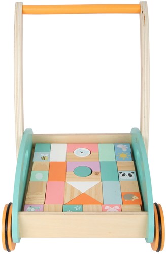 Small Foot chariot de marche bébé bois avec blocs pastel jouet 35 pièces-3