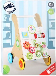 Chariot de Marche Bébé Bois Coloré - Jouet Chariot en Bois