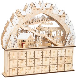 Small Foot calendrier de l'avent en bois ski avec lumières LED décoration de Noël