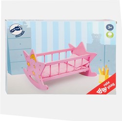 Small Foot lit de poupée en bois étoile rose - berceau poupée bois FSC