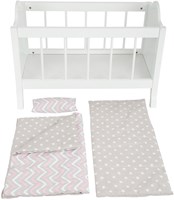 Small Foot lit de poupée en bois blanc avec literie - jouet lit poupée-3