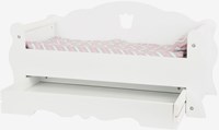 Small Foot - Lit de poupée en bois avec tiroir et literie, jouet blanc-3