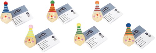 Small Foot toupie en bois clown - jouet de motricité coloré, 6 pièces