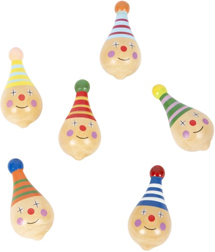 Small Foot toupie en bois clown - jouet de motricité coloré, 6 pièces-2