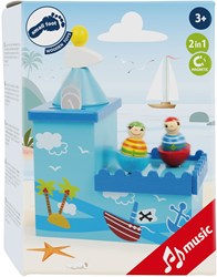 Boîte à musique et tirelire en bois pirate pour enfants - design pirate