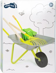 Small Foot brouette en métal avec outils de jardin pour enfants - jouet d'extérieur 5 pièces