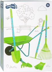 Small Foot ensemble d’outils de jardin jouet avec brouette verte 8 pièces