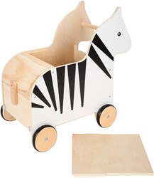 Small Foot coffre à jouets en bois zèbre - boîte de rangement avec corde