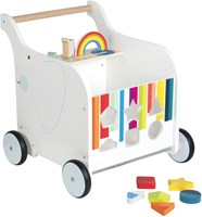 Small Foot chariot de marche en bois coffre à jouets éléphant avec frein et rangement