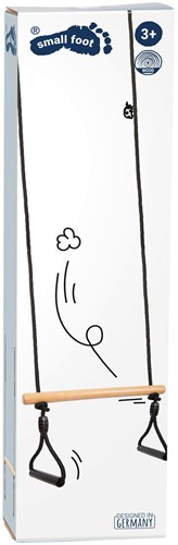 Small Foot balançoire trapèze en bois avec anneaux de gymnastique Black Line