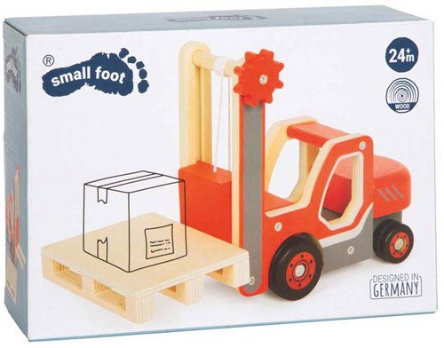Small Foot chariot élévateur en bois jouet avec palette - réaliste et éducatif