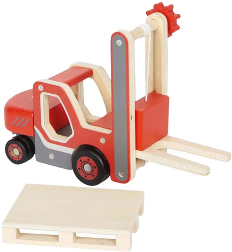 Small Foot chariot élévateur en bois jouet avec palette - réaliste et éducatif-2