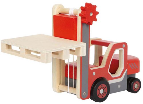 Small Foot chariot élévateur en bois jouet avec palette - réaliste et éducatif-3