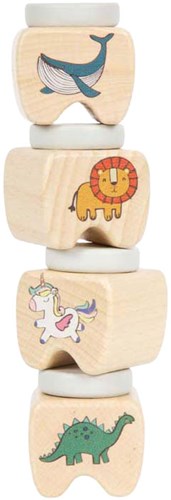 Small Foot boîtes à dents en bois - set de 4 avec motifs animaux-3