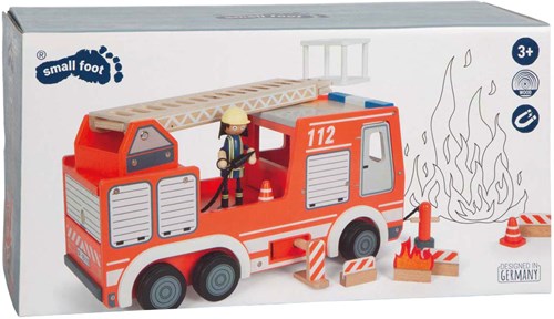 Small Foot camion de pompiers en bois jouet avec accessoires pour enfants
