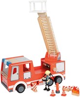 Small Foot camion de pompiers en bois jouet avec accessoires pour enfants-2