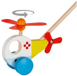 Goki jouet à pousser en bois hélicoptère - jouet d'apprentissage de la marche pour enfants