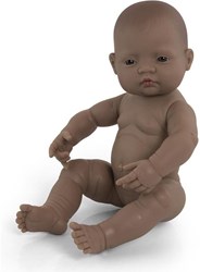 Miniland Poupée Bébé Fille Brune Parfum Vanille - 40 cm Poupée