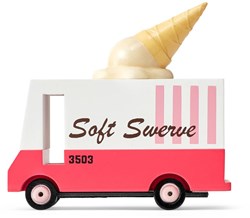 Candylab voiture jouet en bois - Ice Cream Van rose blanc - bus vintage