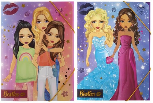 Besties pochette de rangement A4 fermeture élastique papier couleurs assorties
