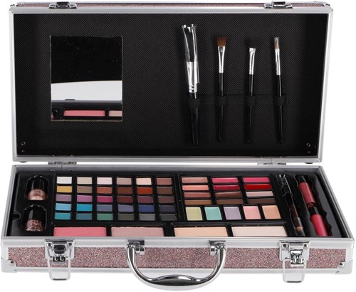 Casuelle mallette maquillage multi glitter rose 61 pièces avec miroir-2