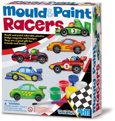 4M Mouler et Peindre Voitures de Course - Kit Créatif en Plâtre