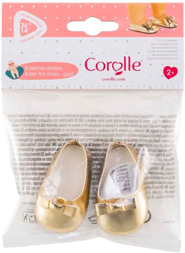 Corolle chaussures ballerines dorées pour poupée bébé - accessoire poupée 36cm