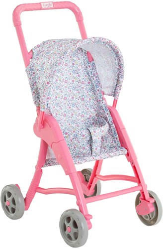 Corolle poussette poupée bébé fleurs rose - poussette 30cm-2