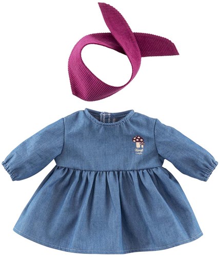 Corolle vêtement poupée robe en jean avec écharpe pour poupée 30cm denim-2
