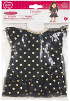 Corolle robe de poupée noire à pois dorés - tenue festive 36cm