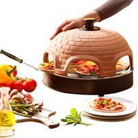 Emerio four à pizza 6 personnes dôme en terre cuite mini pizza fête-2