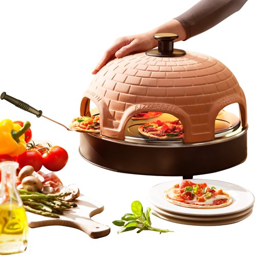 Emerio four à pizza 6 personnes dôme en terre cuite mini pizza fête-2