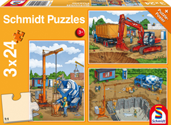 Schmidt puzzle chantier - 3 x 24 pièces - jouet éducatif