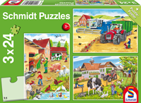 Schmidt puzzle À la ferme 3 x 24 pièces animaux puzzle enfant