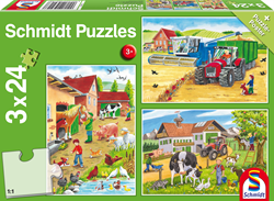 Schmidt puzzle À la ferme 3 x 24 pièces animaux puzzle enfant