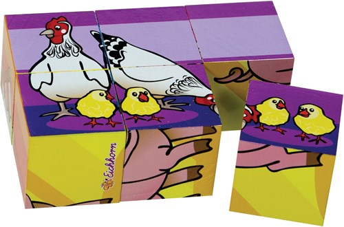 Eichhorn puzzle blocs en bois animaux - jouet éducatif 6 pièces-2
