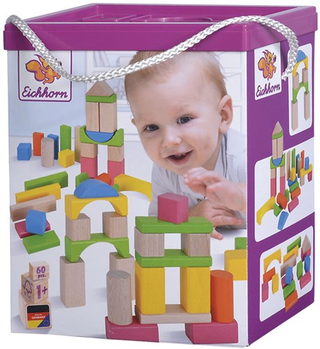Eichhorn blocs de construction en bois jouet 60 pièces FSC créatif