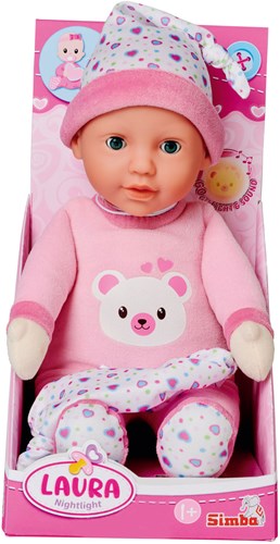 Poupée bébé Simba Laura avec veilleuse et musique, poupée câline 30cm