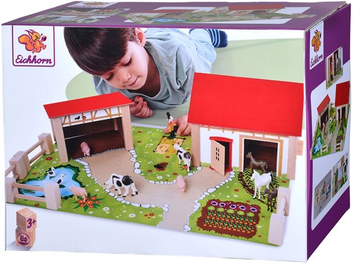 Eichhorn ferme en bois set de jeu - jouet ferme avec animaux