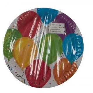 Assiette en papier vaisselle de fête multicolore 23cm 6 pièces