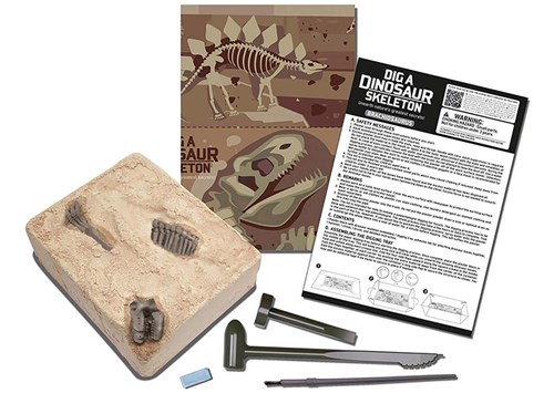 4M KidzLabs : GRAVE-YOU-DINOSAURUS-OP (Brachiosaurus) / F R A N S T A L I G E PACKAGE, kit de construction de squelette dans un bloc de plâtre, boîte 17x22x6cm, 7+-3