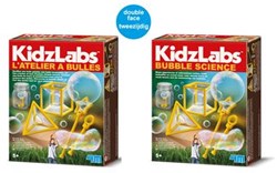 4M Kidzlabs SCIENCE : BUBBLE SCIENCE / F R A N S T A L I G E PACKAGE, faire une bulle de savon d'environ 1m, congeler une bulle de savon, ... avec instructions détaillées, boîte 17x22x6cm, 5+
