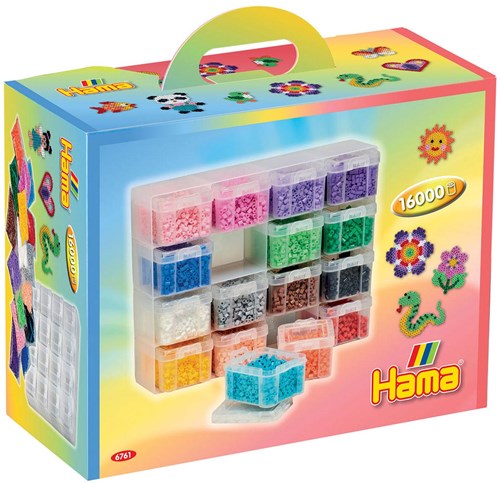 Hama boîte de rangement perles à repasser - 16 couleurs perles - set créatif
