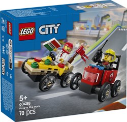 LEGO City voiture de course jouet camion pizza vs camion de pompiers set de construction