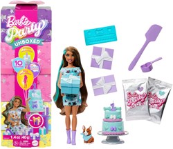 Mattel poupée Barbie coffret anniversaire animal surprise mèches bleues