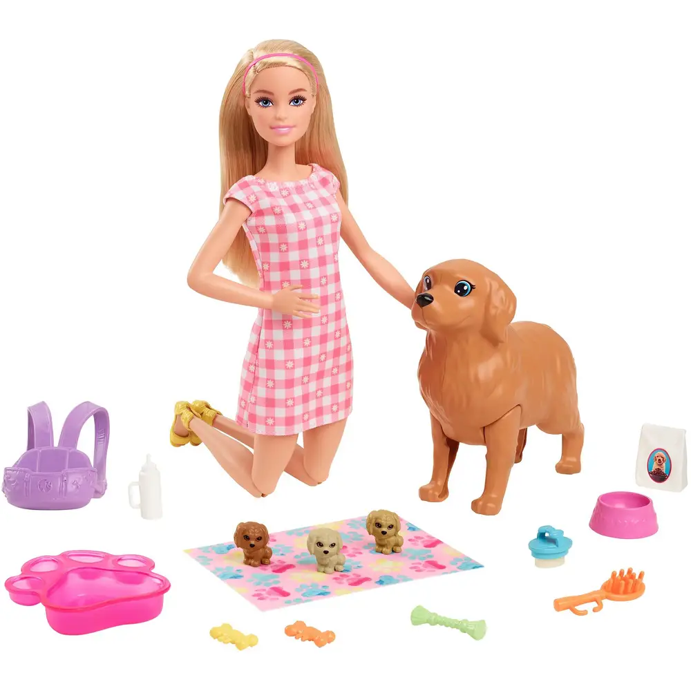 Mattel poupée Barbie avec chien et chiots - Coffret de jeu avec accessoires